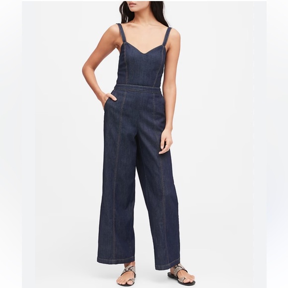 Banana Republic denim sweetheart jumpsuit size 4 petite - Picture 1 of 5